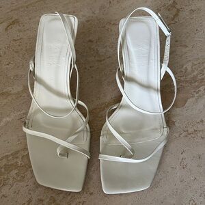 Zara white leather strappy heels size 37
